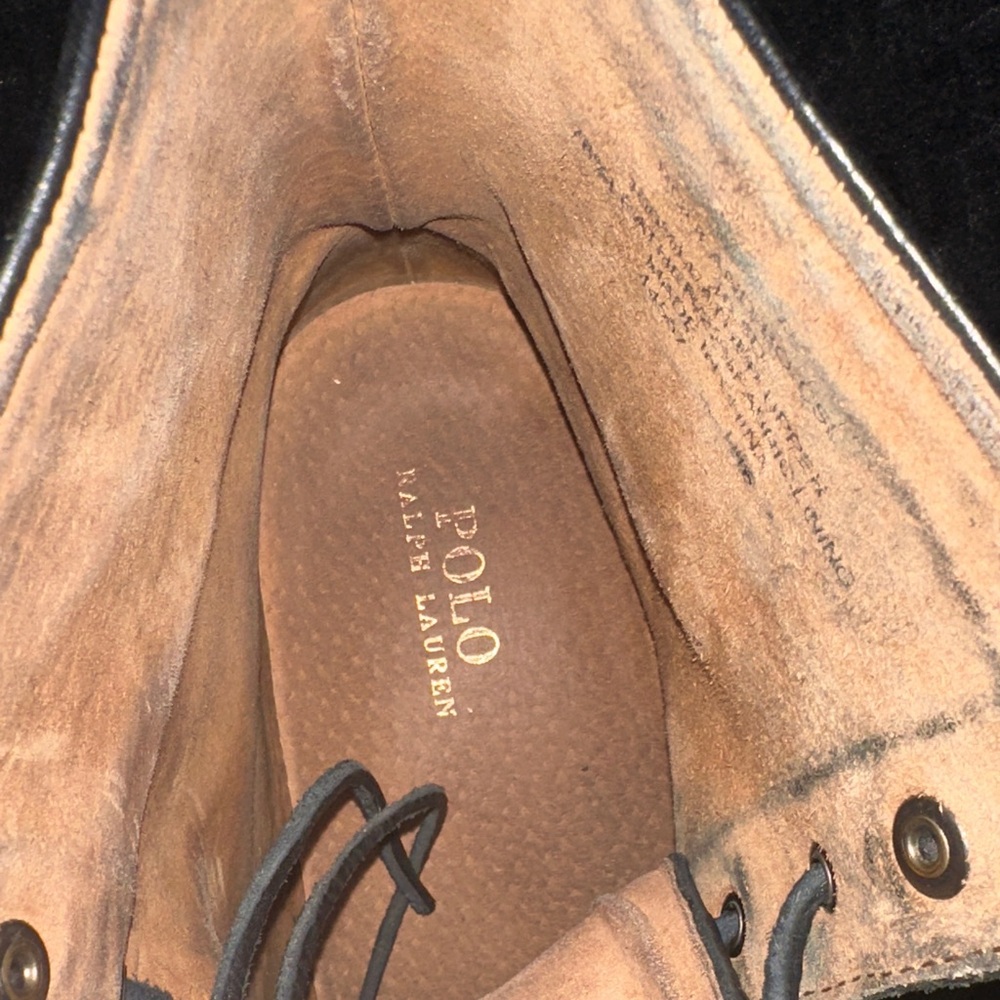 Polo by Ralph Lauren Black Leather Men's Lace-Up Boots - Picture 7 of 7